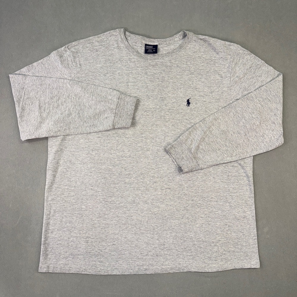 Polo Ralph Lauren Mens XXL Heather Gray Long Sleeve Pony Logo T-Shirt Crewneck